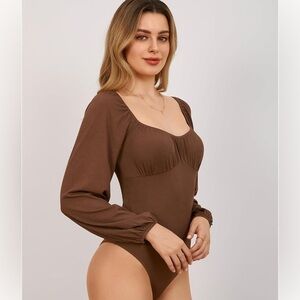 Medium Brown Long Sleeve Bodysuit